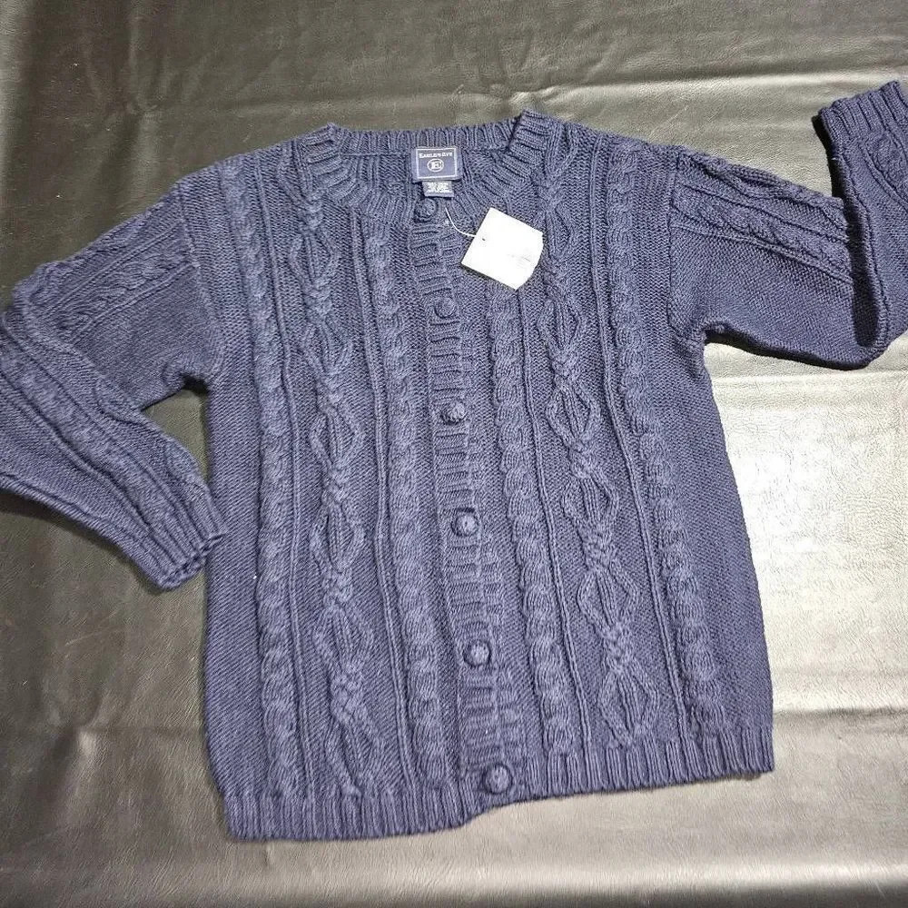 NWT Eagles Eye Girls Navy Blue Cardigan Sweater Large 14‎ 16